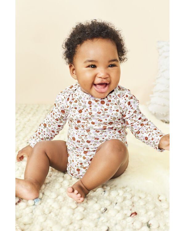 Baby 4-Pack Long-Sleeve Floral & Polka Dot Bodysuits